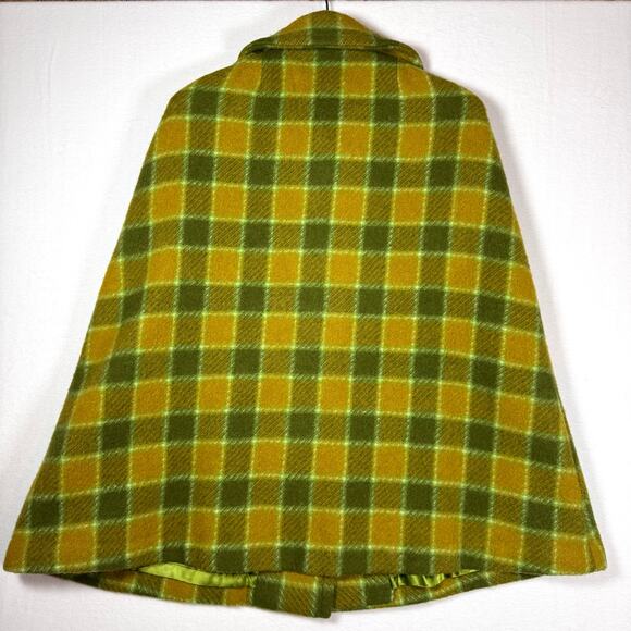 Vintage Merrywear Plaid Thick Wool Cape Coat Womens Button Down Made In Ireland - Picture 2 of 9